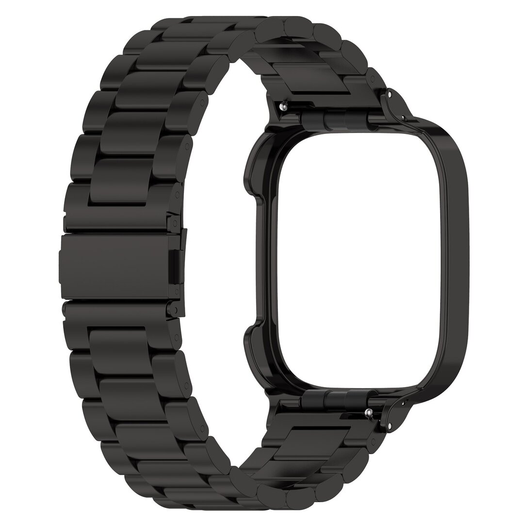 Stalen schakelband met case - Zwart - Xiaomi Redmi Watch 3