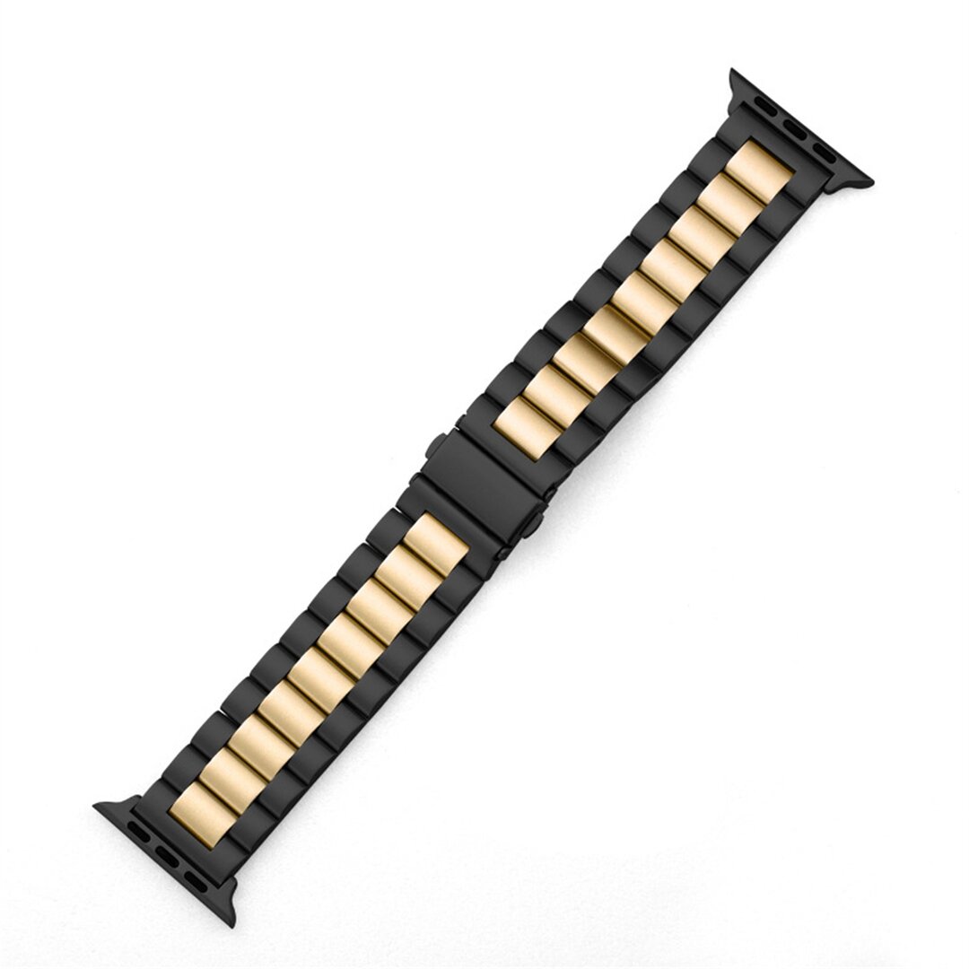 Stalen schakelband - Zwart met goud - Geschikt voor Apple watch 44mm / 45mm&nbsp;/ 46mm / 49mm