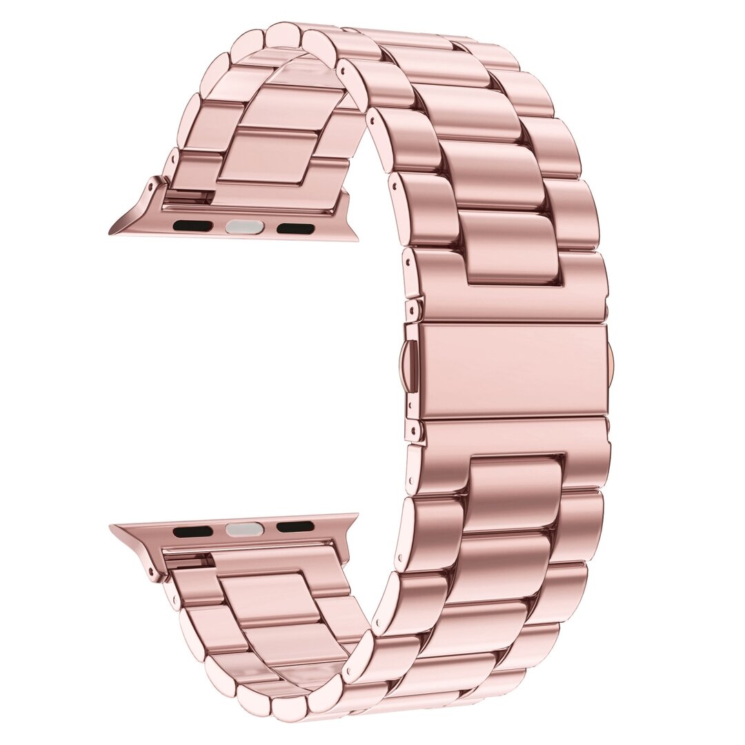 Stalen schakelband - Ros&eacute; pink - Geschikt voor Apple watch 44mm / 45mm&nbsp;/ 46mm / 49mm