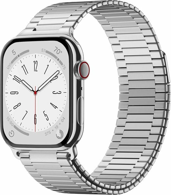 Magnetische stalen band - Zeer sterke magneet - Zilver - Geschikt voor Apple Watch 44mm / 45mm&nbsp;/ 46mm / 49mm