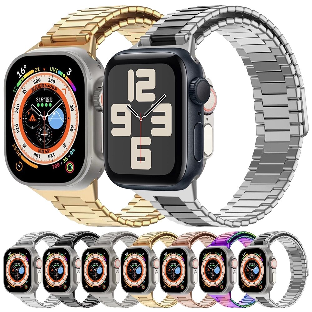 Magnetische stalen band - Zeer sterke magneet - Multicolor - Geschikt voor Apple Watch 44mm / 45mm&nbsp;/ 46mm / 49mm