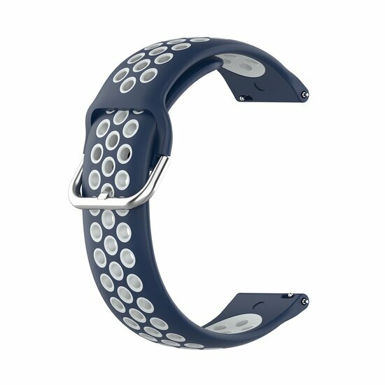 Siliconen sportbandje met gesp - Donkerblauw + wit - Samsung Galaxy Watch 6 Classic - 47mm &amp; 43mm