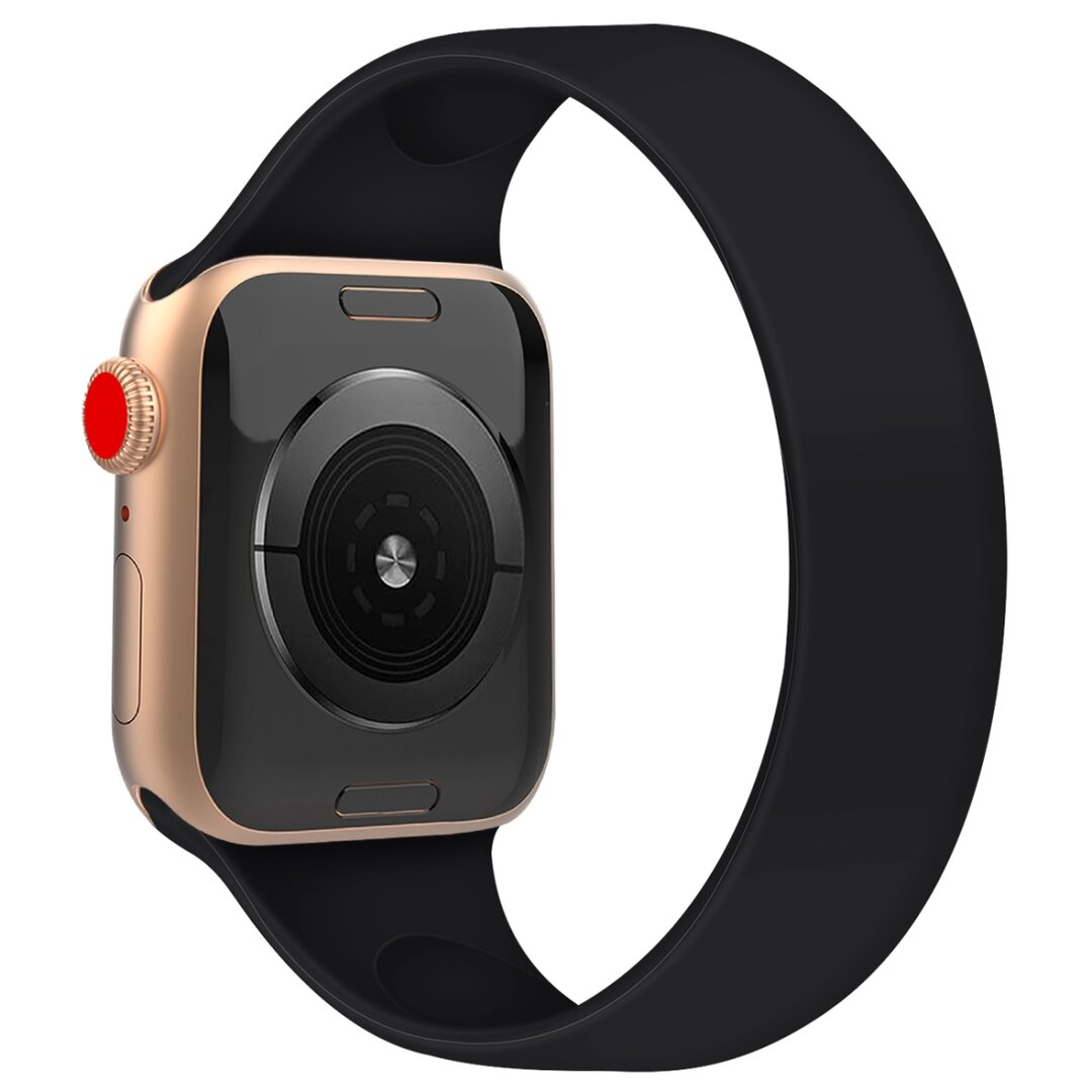 Solo Loop Link serie bandje - Maat: M - Zwart - Geschikt voor Apple Watch 38mm / 40mm / 41mm / 42mm