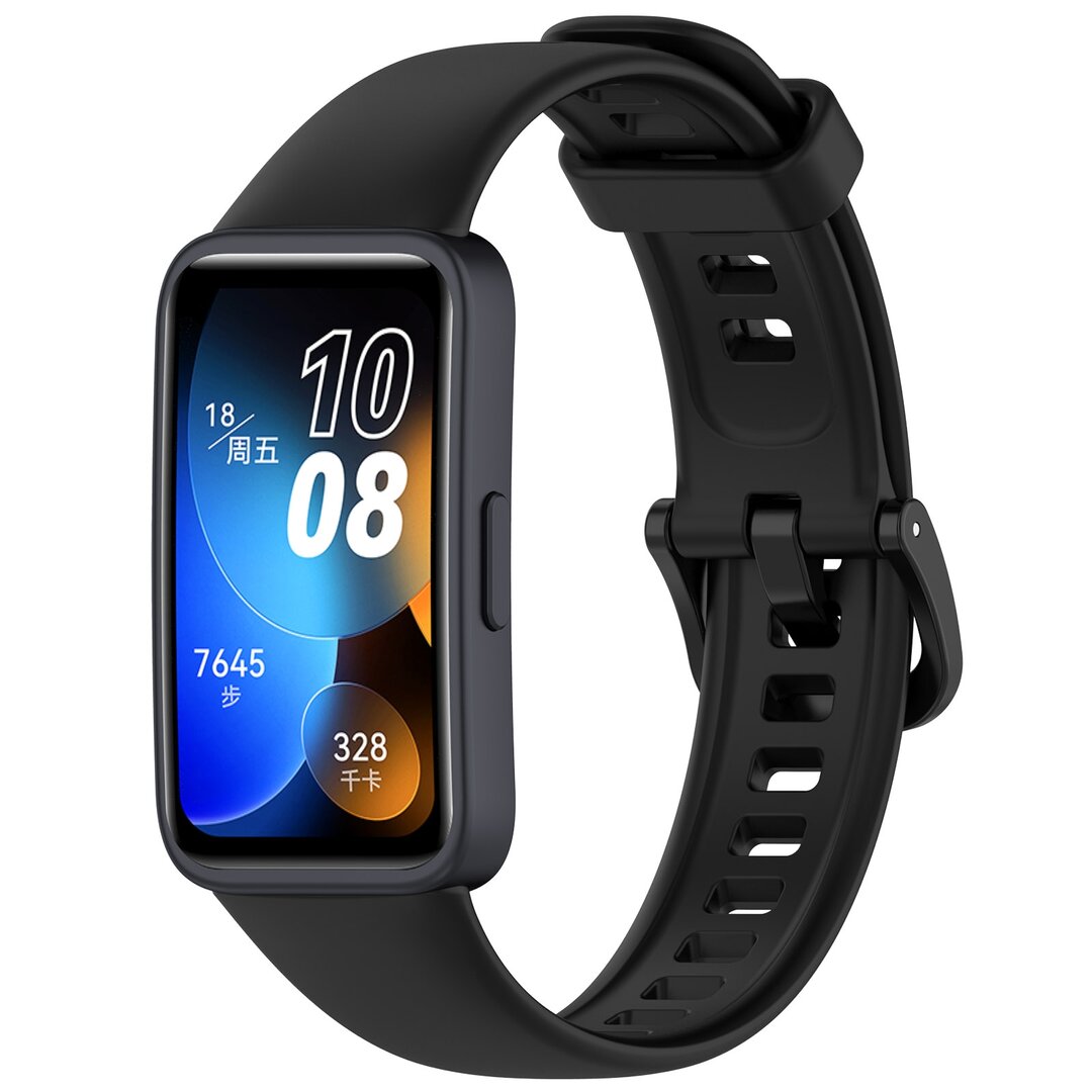 Siliconen bandje met gesp - Zwart - Huawei Band 10 / 9 / 8