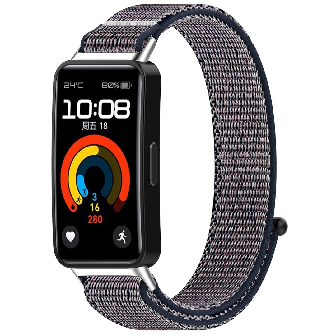 Sport loop nylon bandje - Blauw gem&ecirc;leerd - Huawei Band 10 / 9 / 8