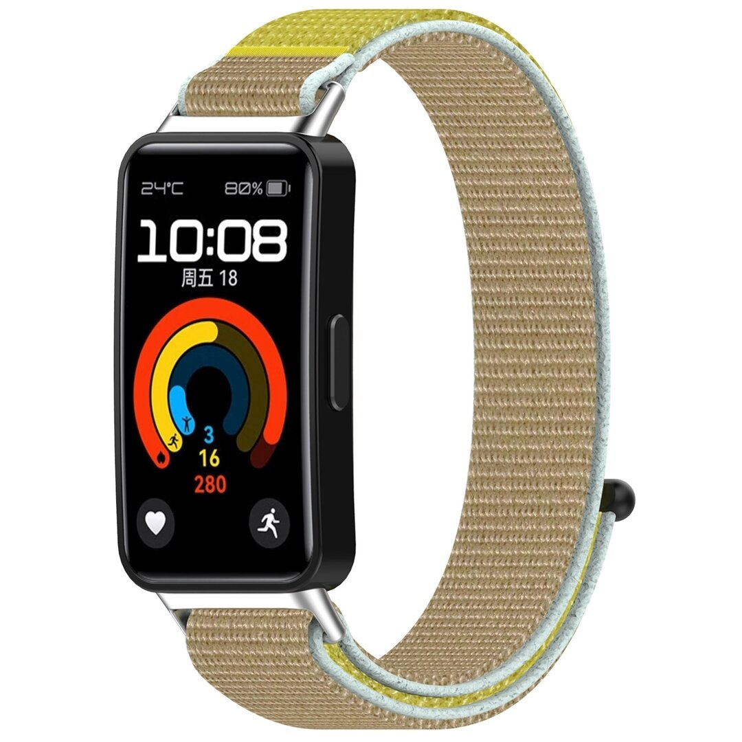 Sport loop nylon bandje - Beige / geel - Huawei Band 10 / 9 / 8