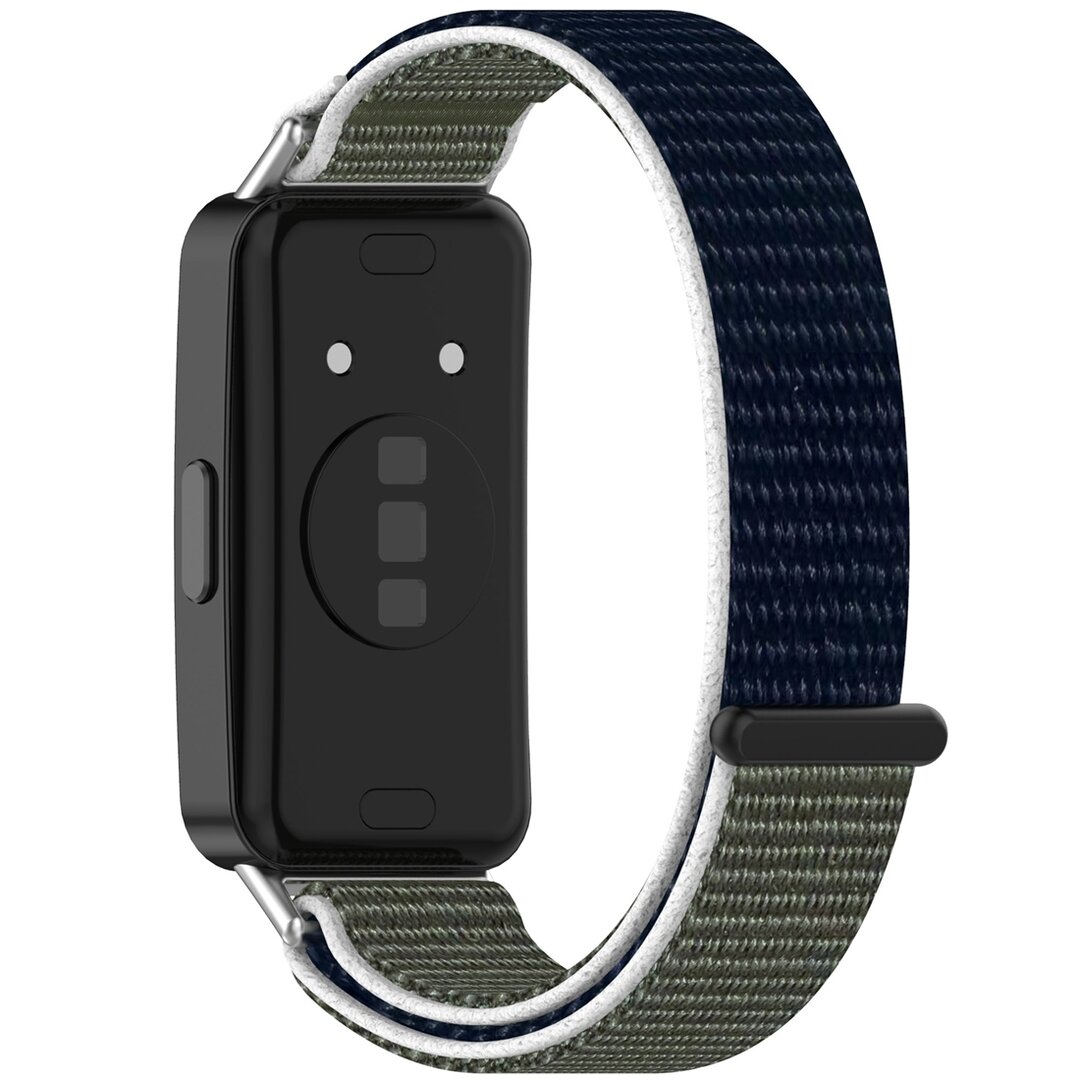 Sport loop nylon bandje - Blauw / groen - Huawei Band 10 / 9 / 8