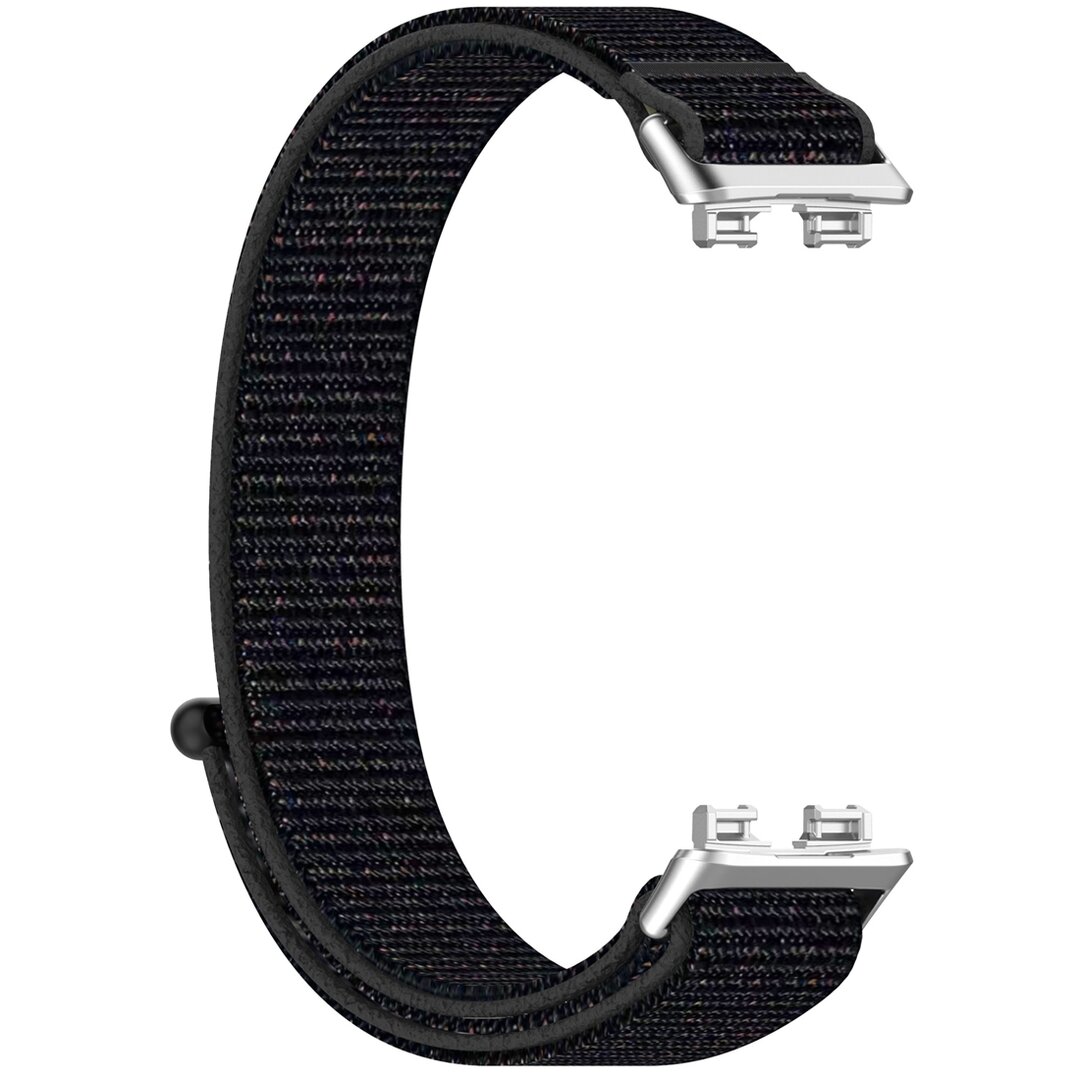 Sport loop nylon bandje - Zwart gem&ecirc;leerd - Huawei Band 10 / 9 / 8