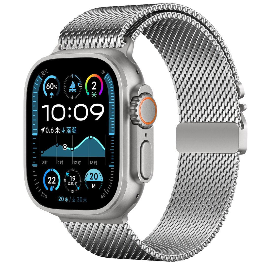 Milanese loop band met klik-sluiting - Zilver - Geschikt voor Apple Watch 38mm / 40mm / 41mm / 42mm