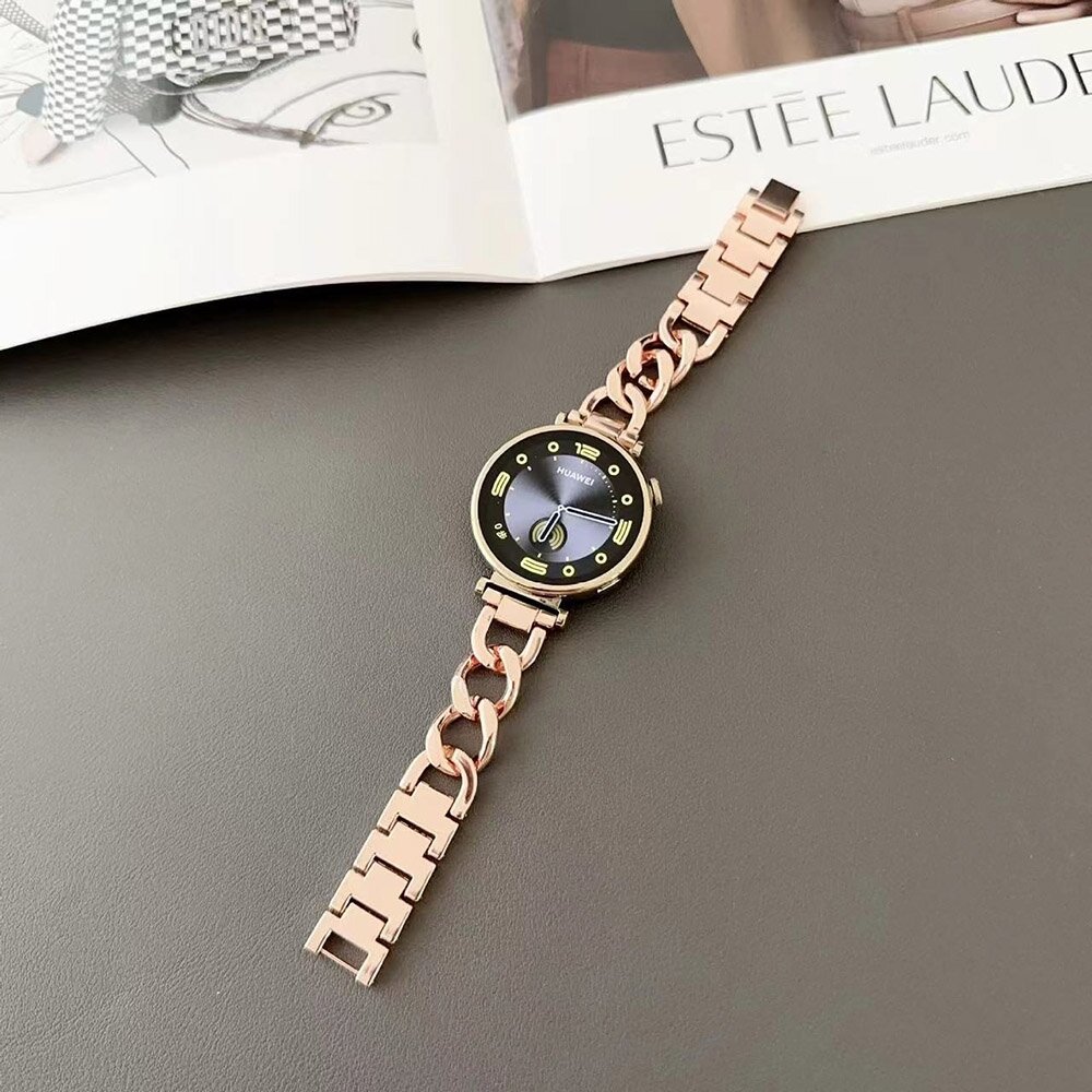 Huawei Watch GT 4 / GT 5 (41mm) &amp; GT 5 Pro (42mm) - Metalen ketting band - Ros&eacute; goud