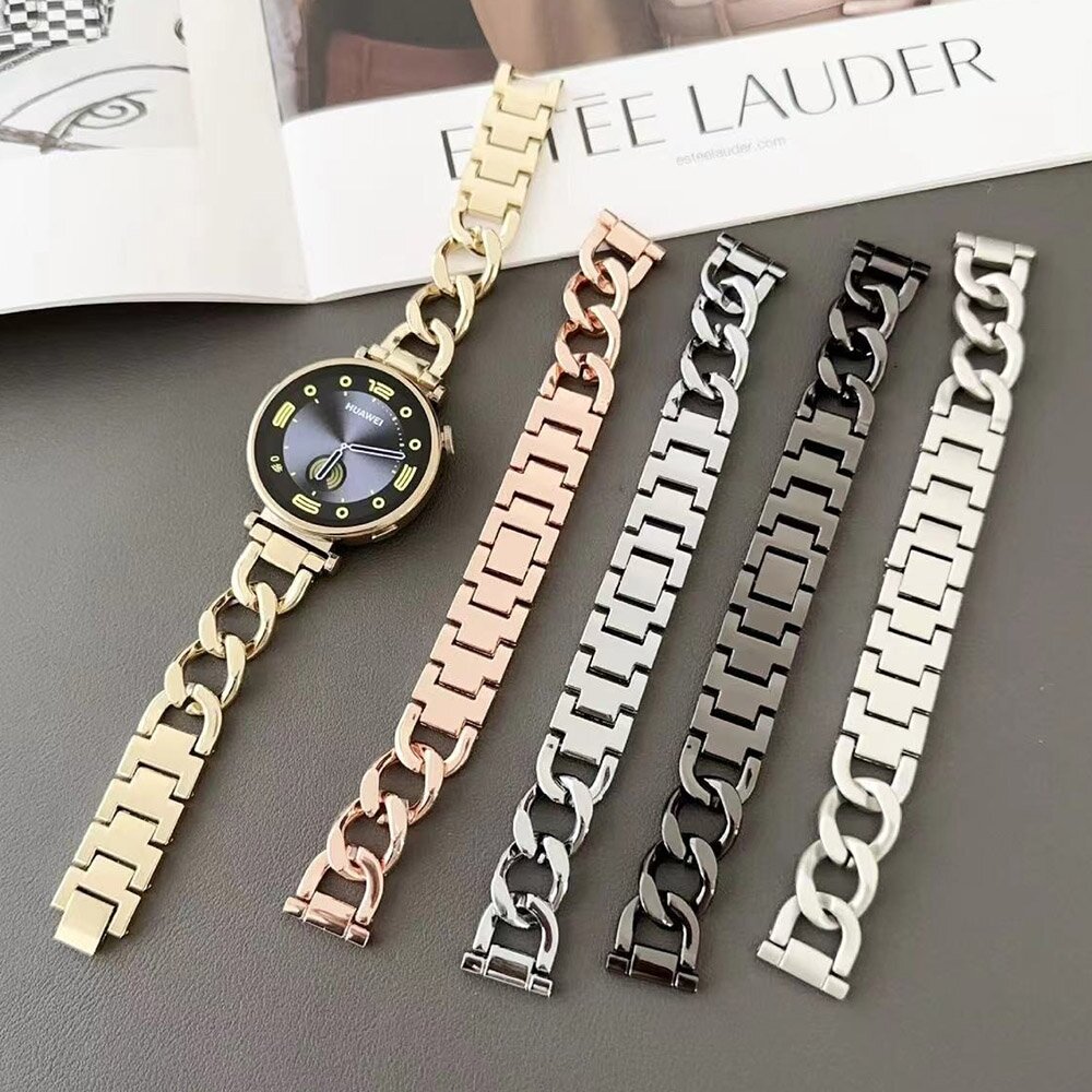 Huawei Watch GT 4 / GT 5 (41mm) &amp; GT 5 Pro (42mm) - Metalen ketting band - Ros&eacute; goud