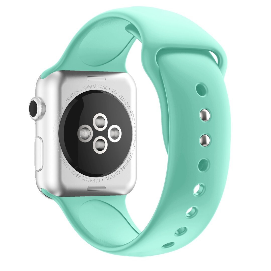 Siliconen sportbandje - Mint Groen - Dubbele druksluiting - Geschikt voor Apple Watch 38mm / 40mm / 41mm / 42mm