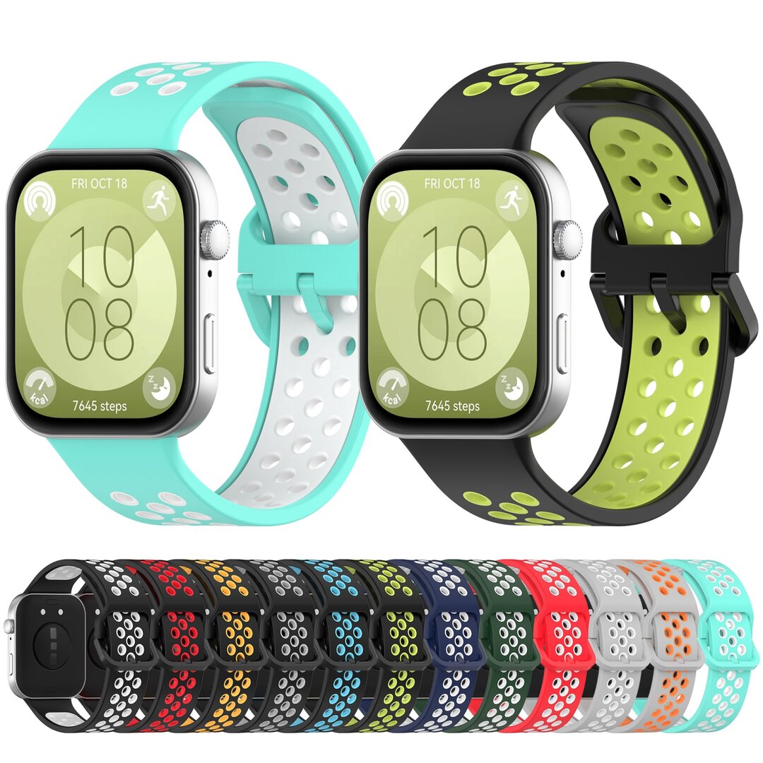 Tweekleurige siliconen band - Zwart met grijs - Huawei Watch Fit 3 / Fit 4