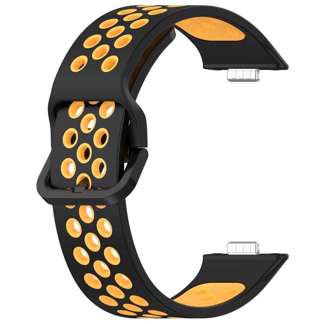 Tweekleurige siliconen band - Zwart met oranje - Huawei Watch Fit 3 / Fit 4