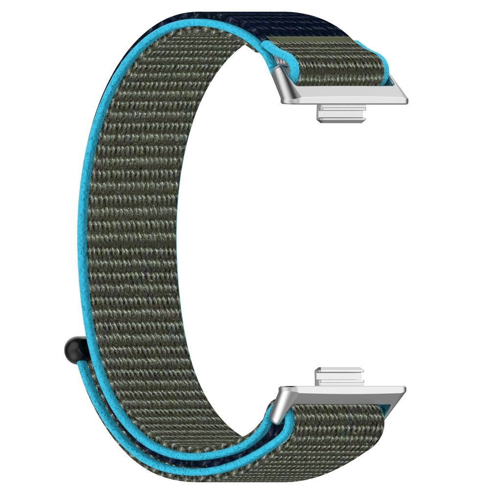 Sport loop nylon bandje - Blauw met groen - Huawei Watch Fit 3 / Fit 4