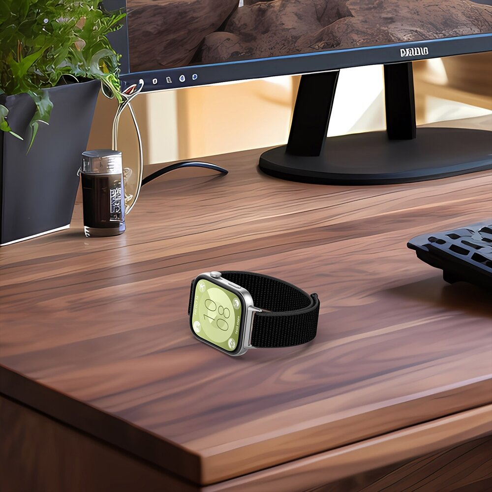 Sport loop nylon bandje - Blauw met groen - Huawei Watch Fit 3 / Fit 4