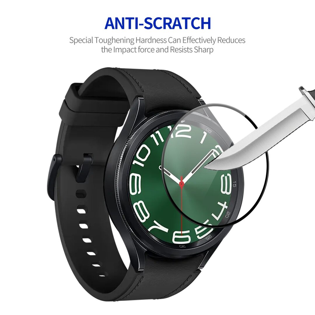 Screen protector Tempered Glass - Full cover - Geschikt voor de Samsung Galaxy Watch 6 Classic - 47mm