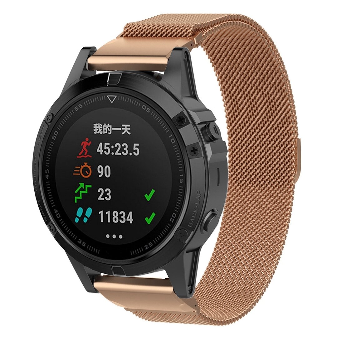 Milanese bandje - Ros&eacute; goud - Large - Garmin Fenix 7X / 6X / 5X
