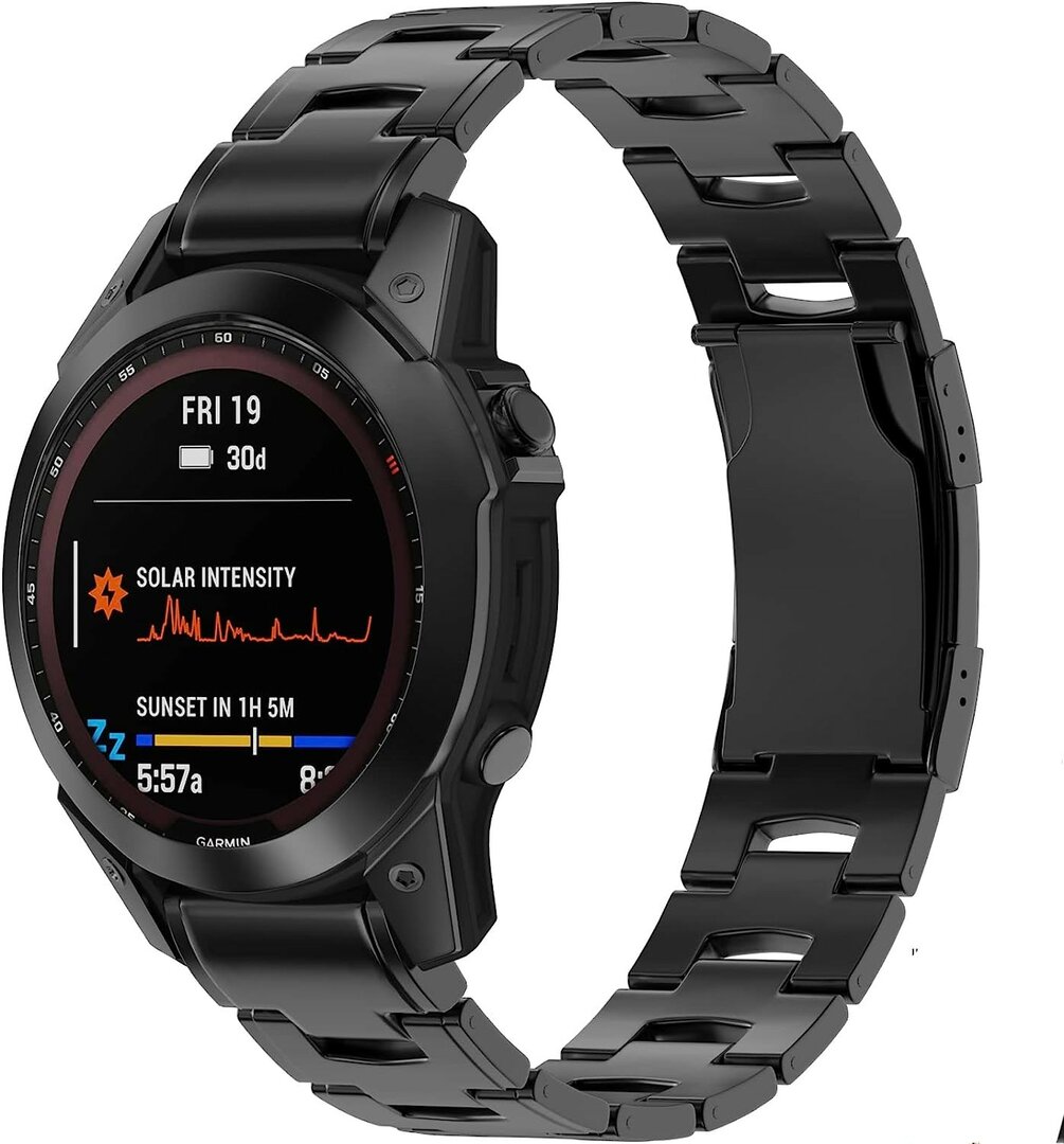 Titanium schakelband - Zwart - Garmin Quatix 8 - 47mm