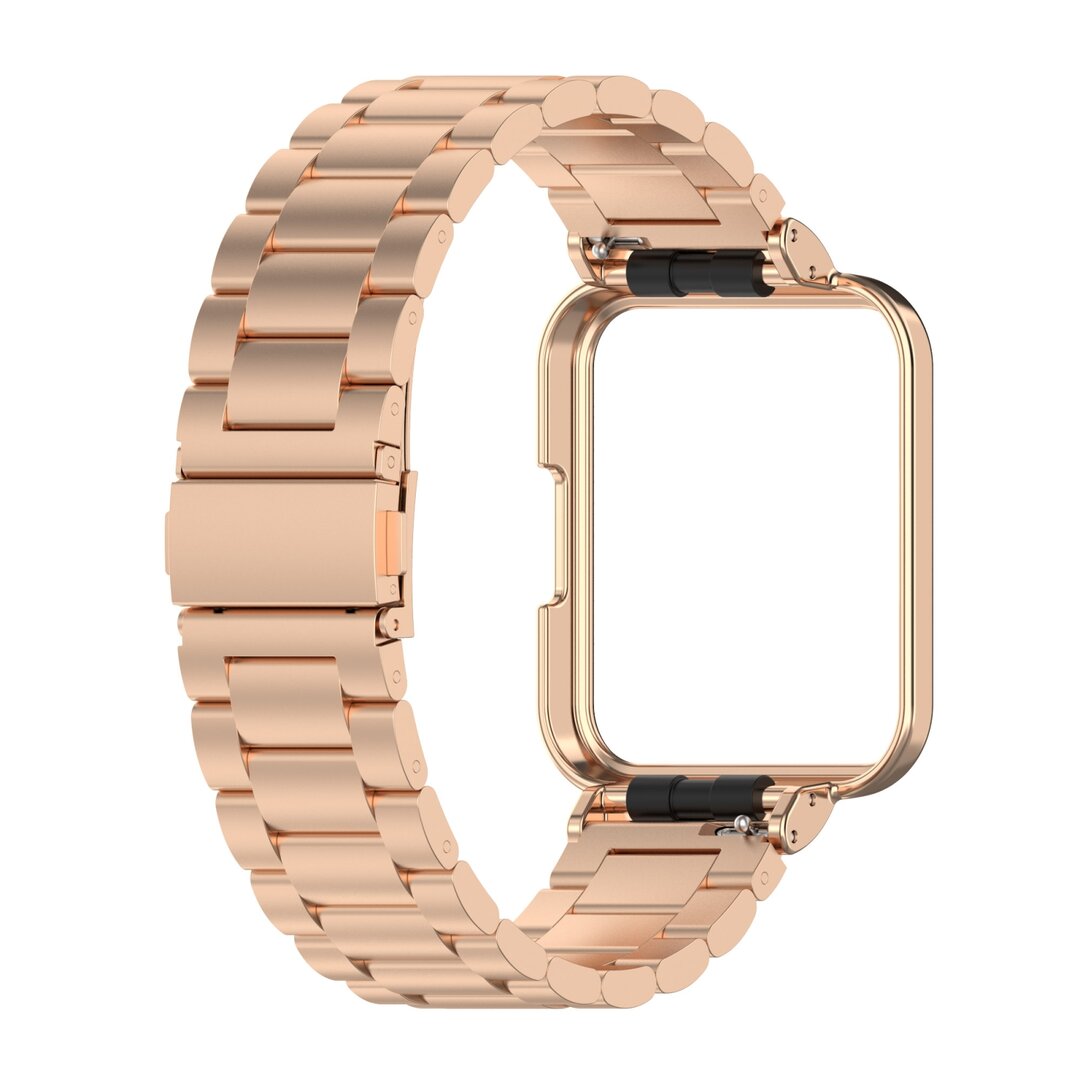 Stalen schakelband met case - Ros&eacute; goud - Xiaomi Redmi Watch 2 (Lite)