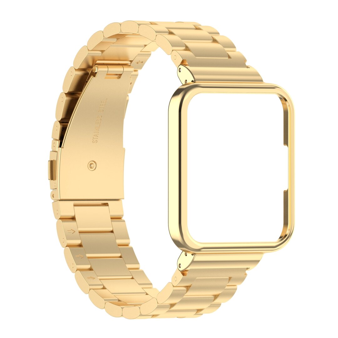 Stalen schakelband met case - Goud - Xiaomi Redmi Watch 2 (Lite)