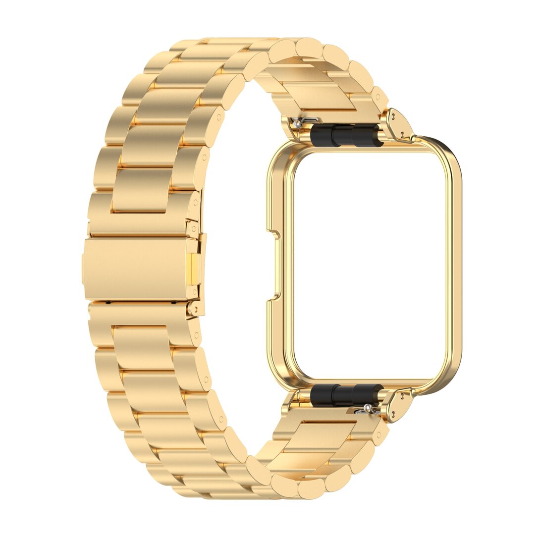 Stalen schakelband met case - Goud - Xiaomi Redmi Watch 2 (Lite)