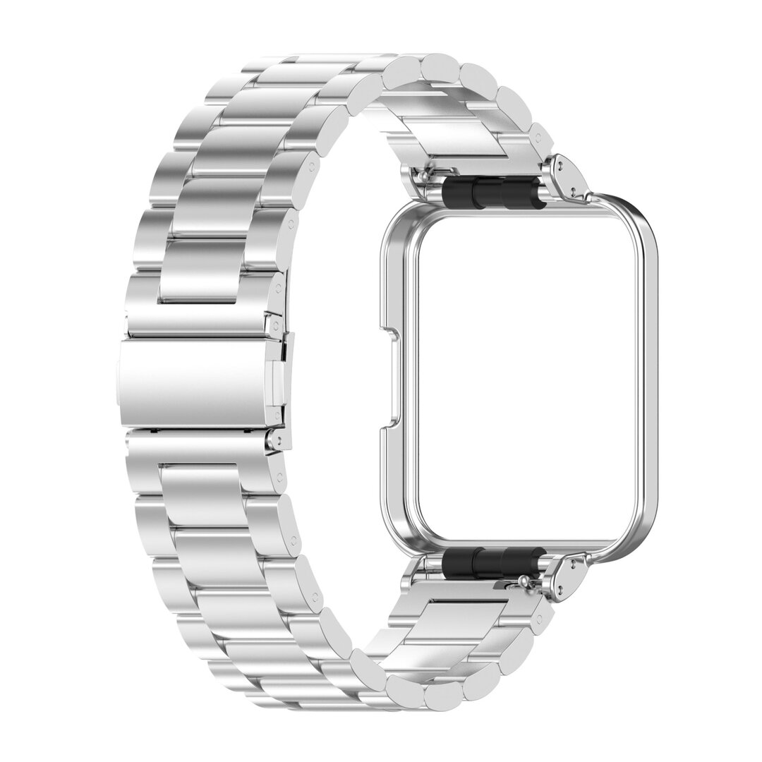 Stalen schakelband met case - Zilver - Xiaomi Redmi Watch 2 (Lite)