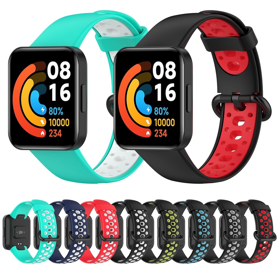 Tweekleurige sportband - Mintgroen met wit - Xiaomi Redmi Watch 2 (Lite)