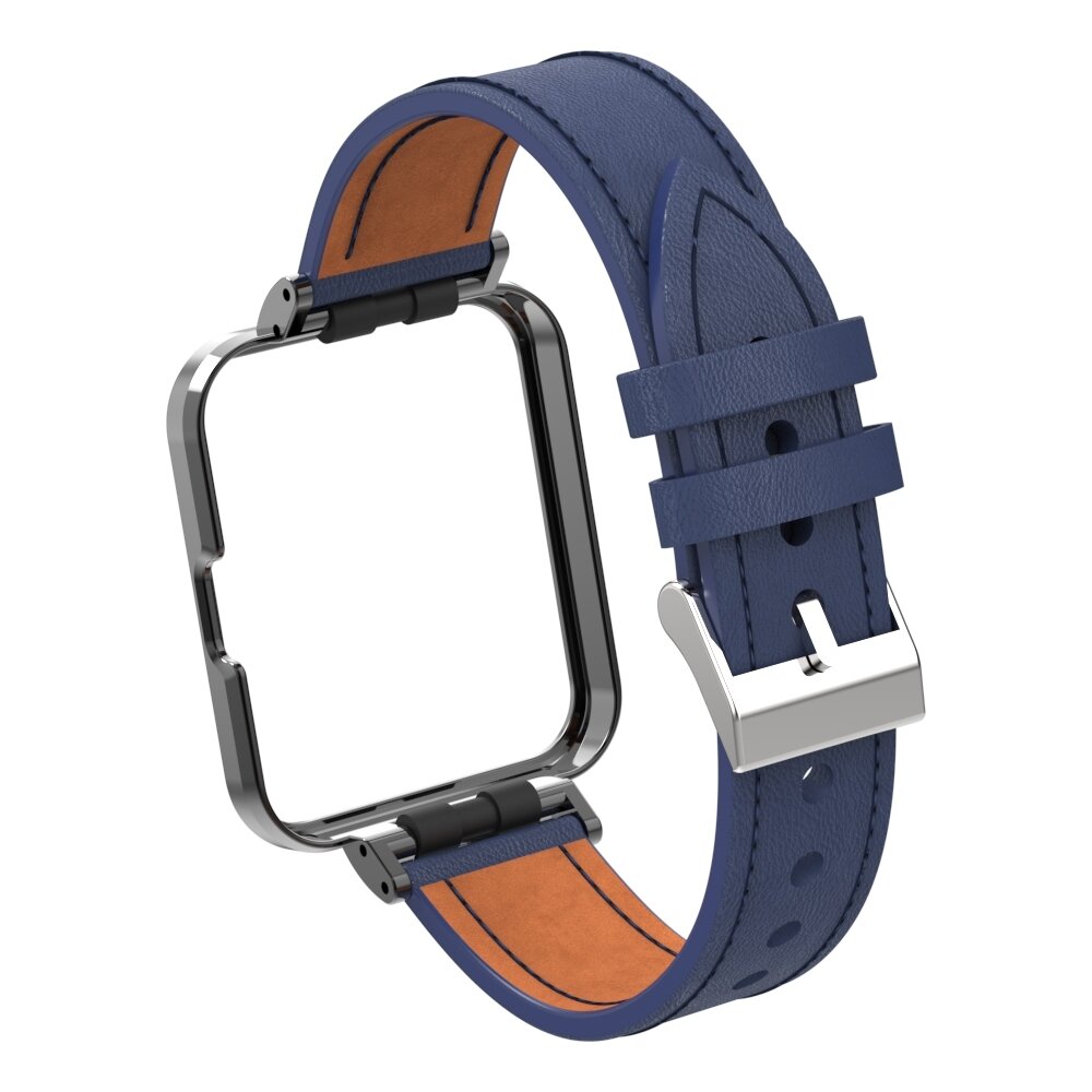 Leren band met case - Donkerblauw - Xiaomi Redmi Watch 2 (Lite)