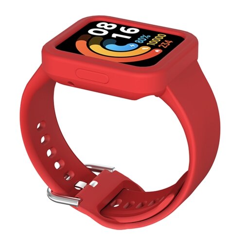 Siliconen band met case - Rood - Xiaomi Redmi Watch 2 (Lite)