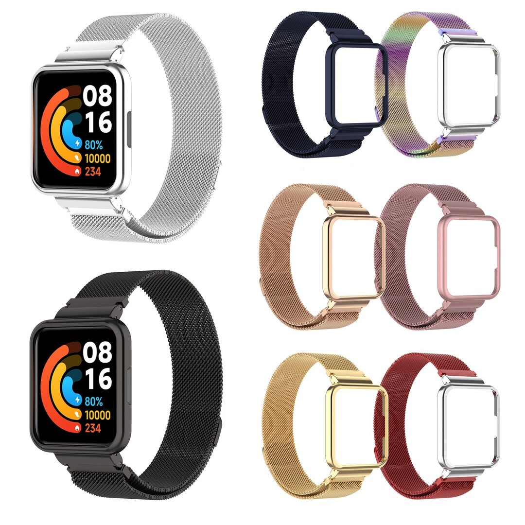 Milanese bandje met case - Goud - Xiaomi Redmi Watch 2 (Lite)