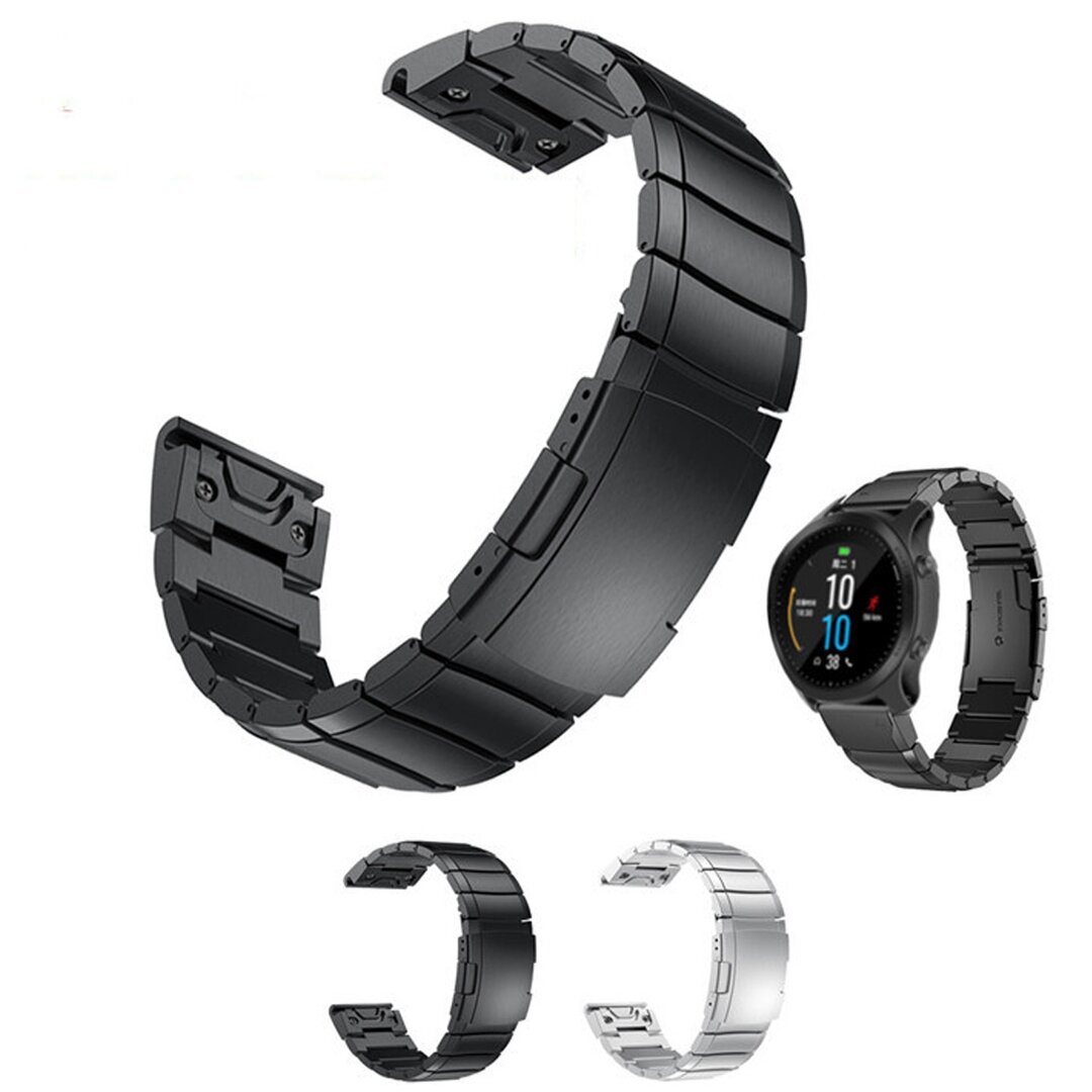 Stainless steel schakelband - Zwart - Garmin Fenix 7X / 6X / 5X