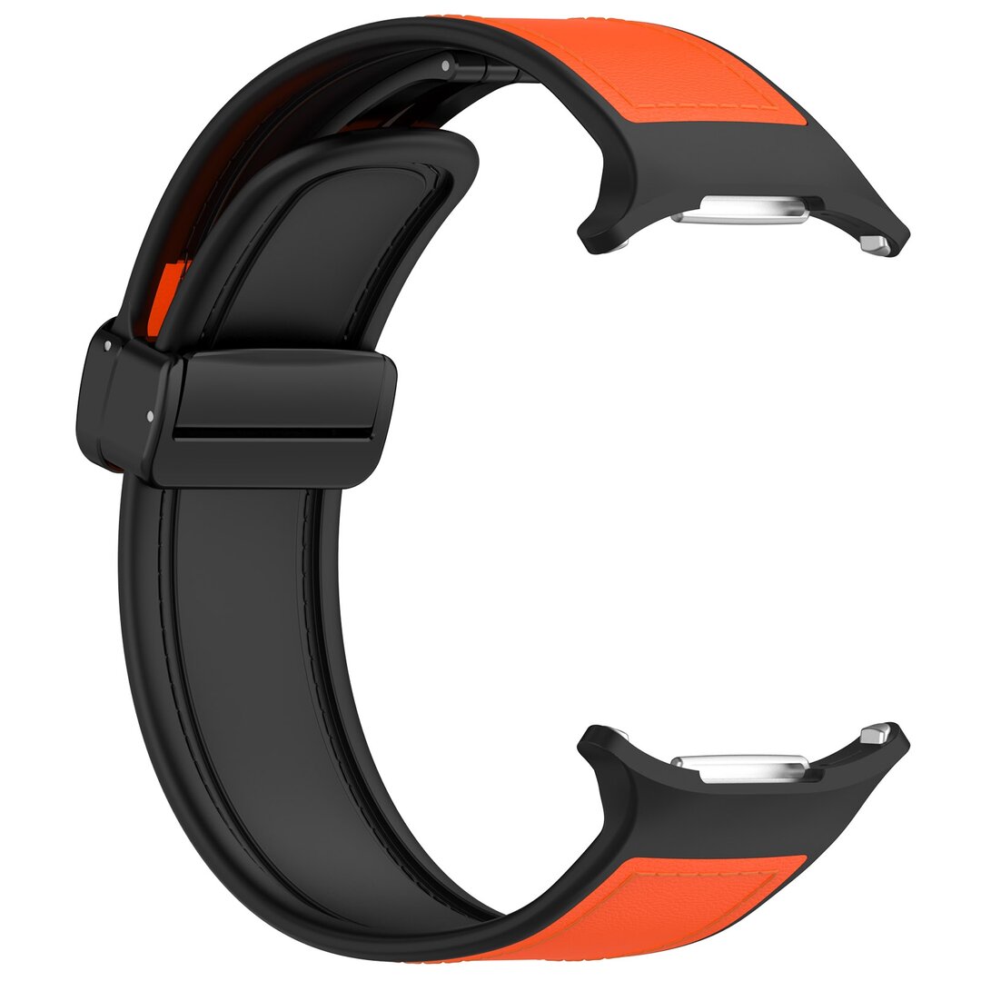 Hybrid leer + siliconen band - Oranje - Samsung Galaxy Watch Ultra 47mm