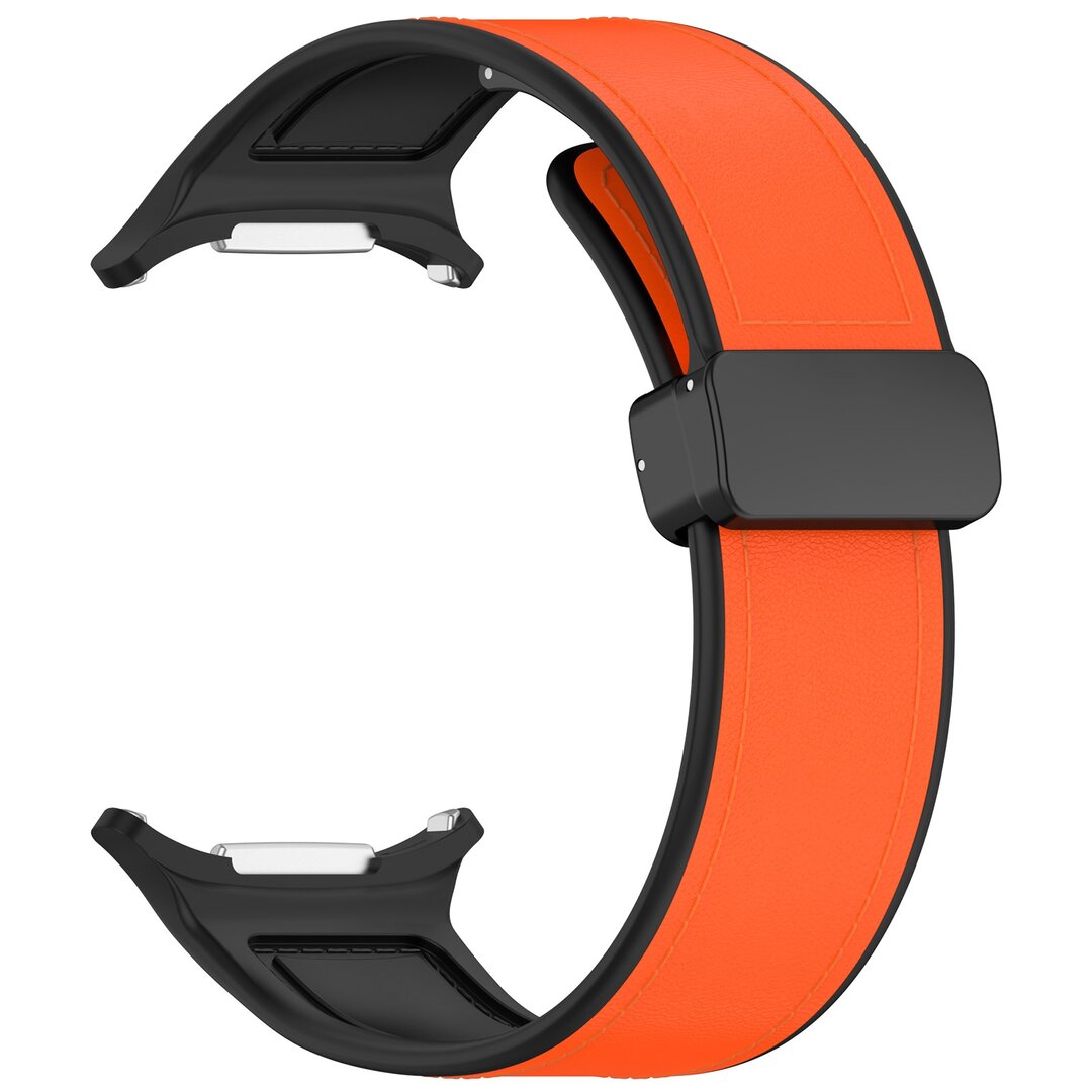 Hybrid leer + siliconen band - Oranje - Samsung Galaxy Watch Ultra 47mm