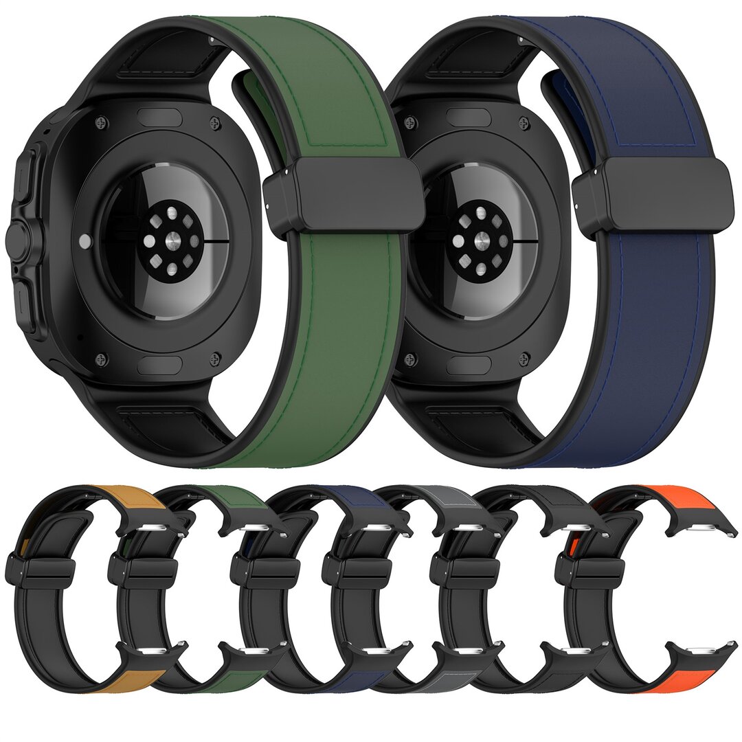 Hybrid leer + siliconen band - Oranje - Samsung Galaxy Watch Ultra 47mm