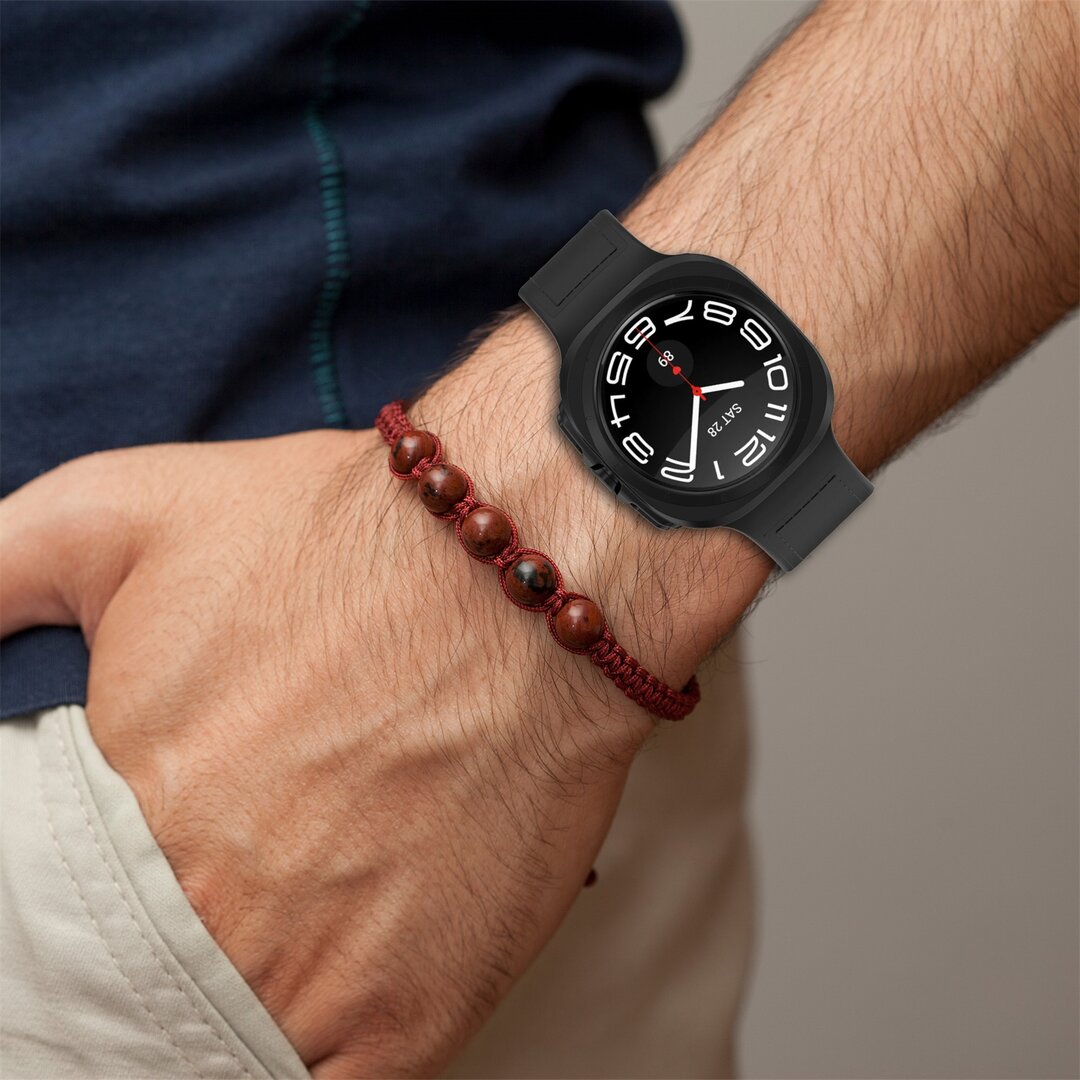 Hybrid leer + siliconen band - Grijs - Samsung Galaxy Watch Ultra 47mm