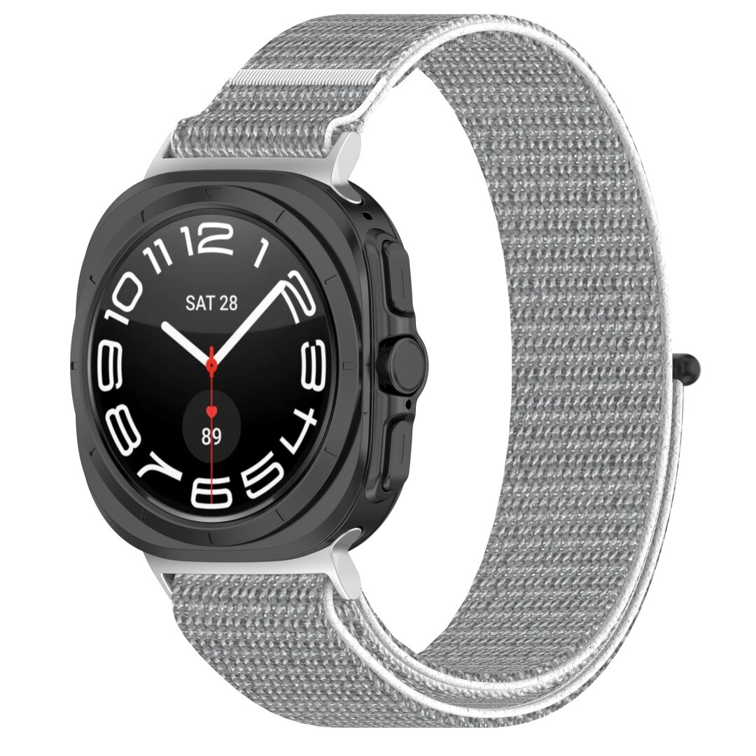 Nylon Sport loop bandje - Lichtgrijs - Samsung Galaxy Watch Ultra 47mm
