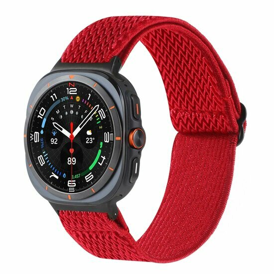 Elastische solo loop nylon bandje - Rood - Samsung Galaxy Watch 8 Classic - 46mm