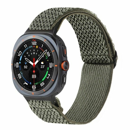 Elastische solo loop nylon bandje - Donkergroen - Samsung Galaxy Watch 8 Classic - 46mm
