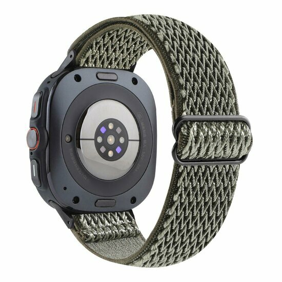 Elastische solo loop nylon bandje - Donkergroen - Samsung Galaxy Watch 8 Classic - 46mm