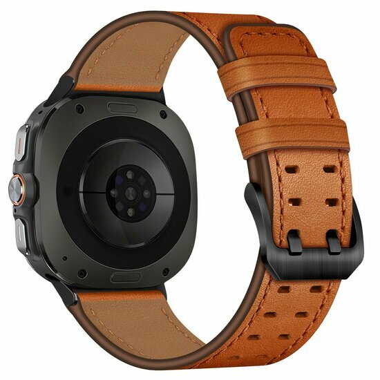 Leren band met twin gesp - Lichtbruin - Samsung Galaxy Watch 8 Classic - 46mm
