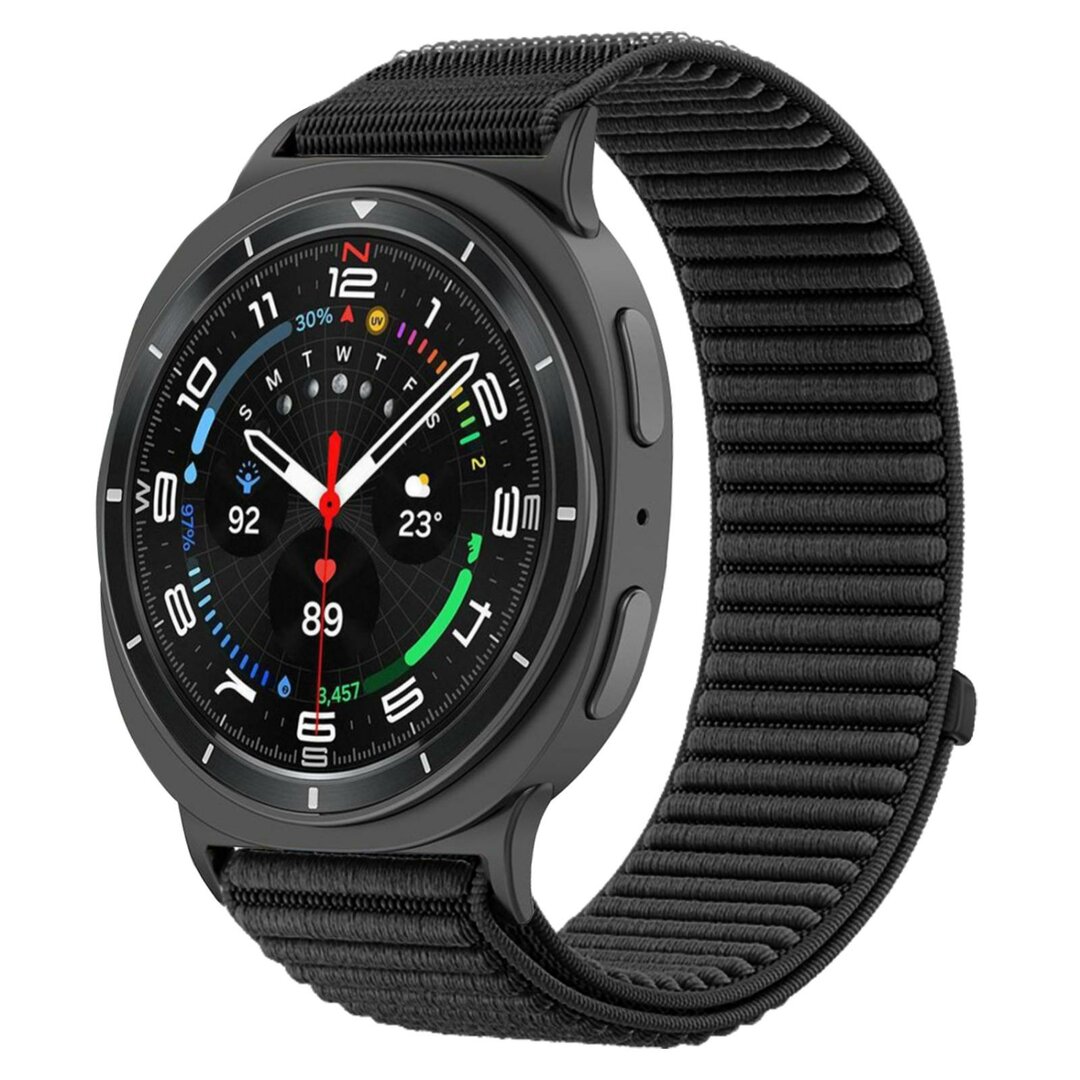 Nylon ribbelbandje - Zwart - Samsung Galaxy Watch 8 - 40mm / 44mm