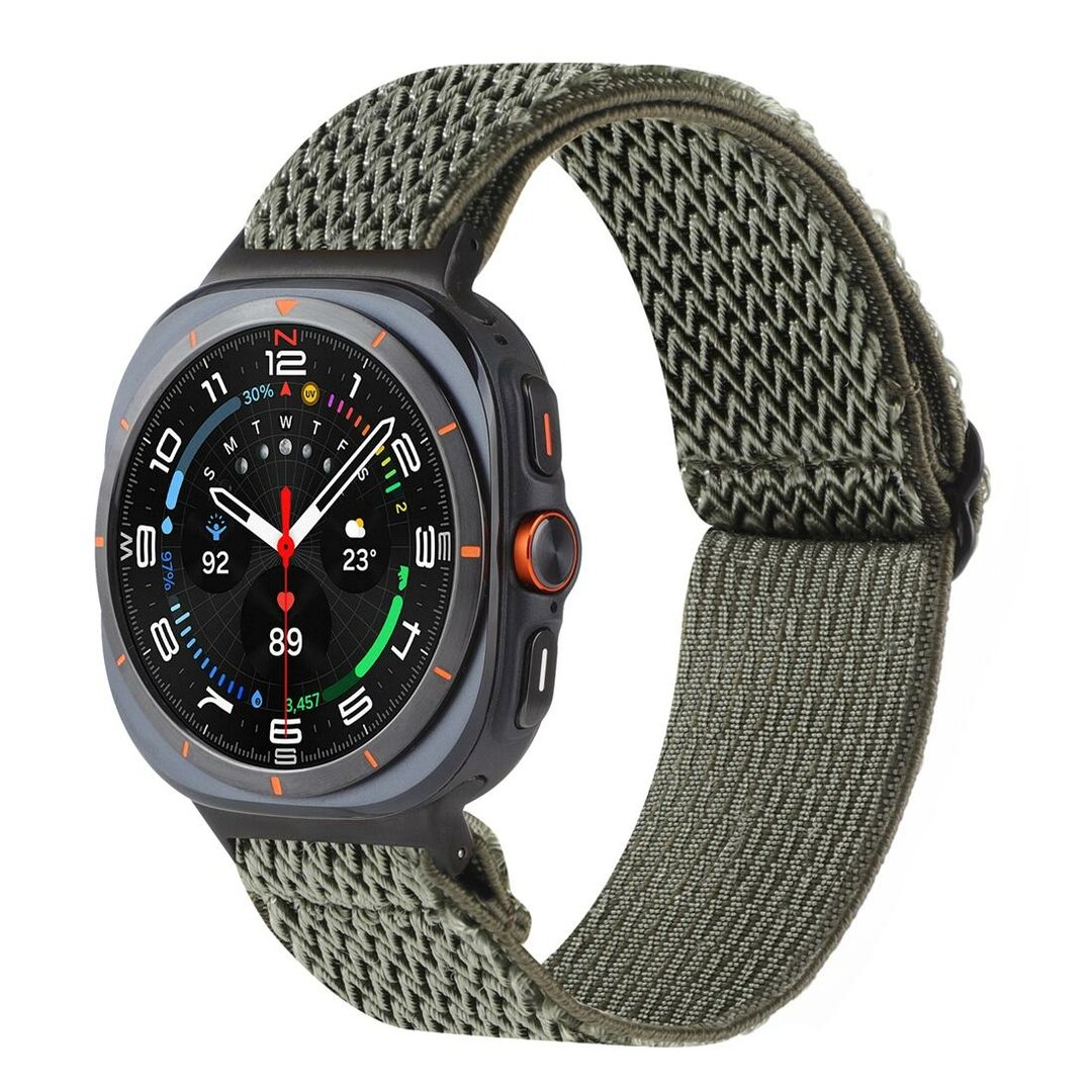 Elastische solo loop nylon bandje - Donkergroen - Samsung Galaxy Watch 8 - 40mm / 44mm