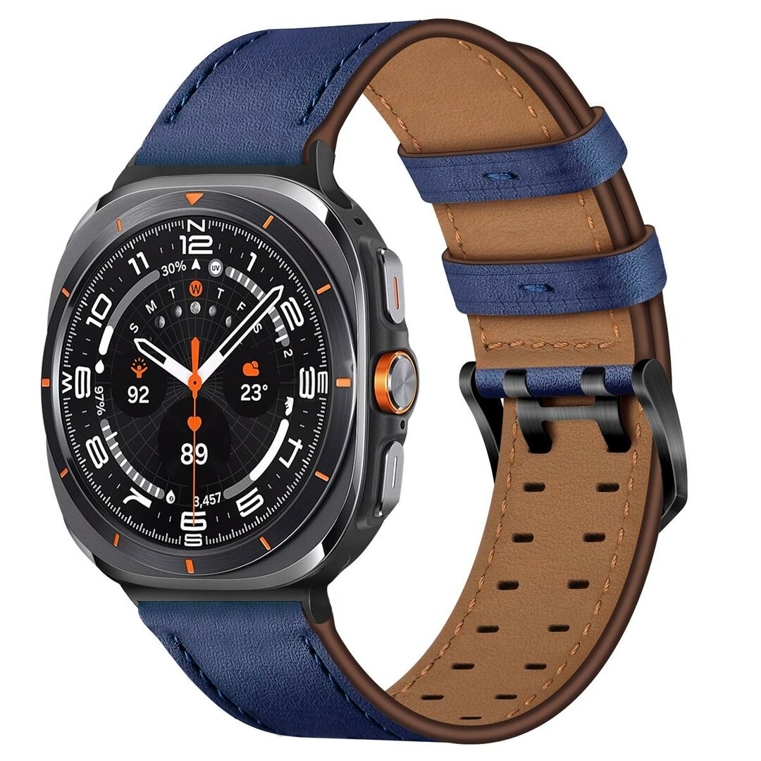 Leren band met twin gesp - Donkerblauw - Samsung Galaxy Watch 8 - 40mm / 44mm