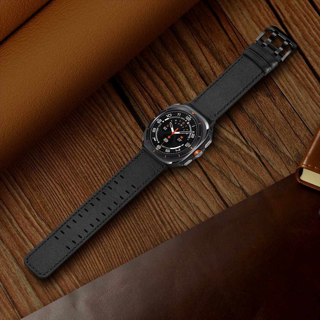 Leren band met twin gesp - Zwart - Samsung Galaxy Watch 8 - 40mm / 44mm