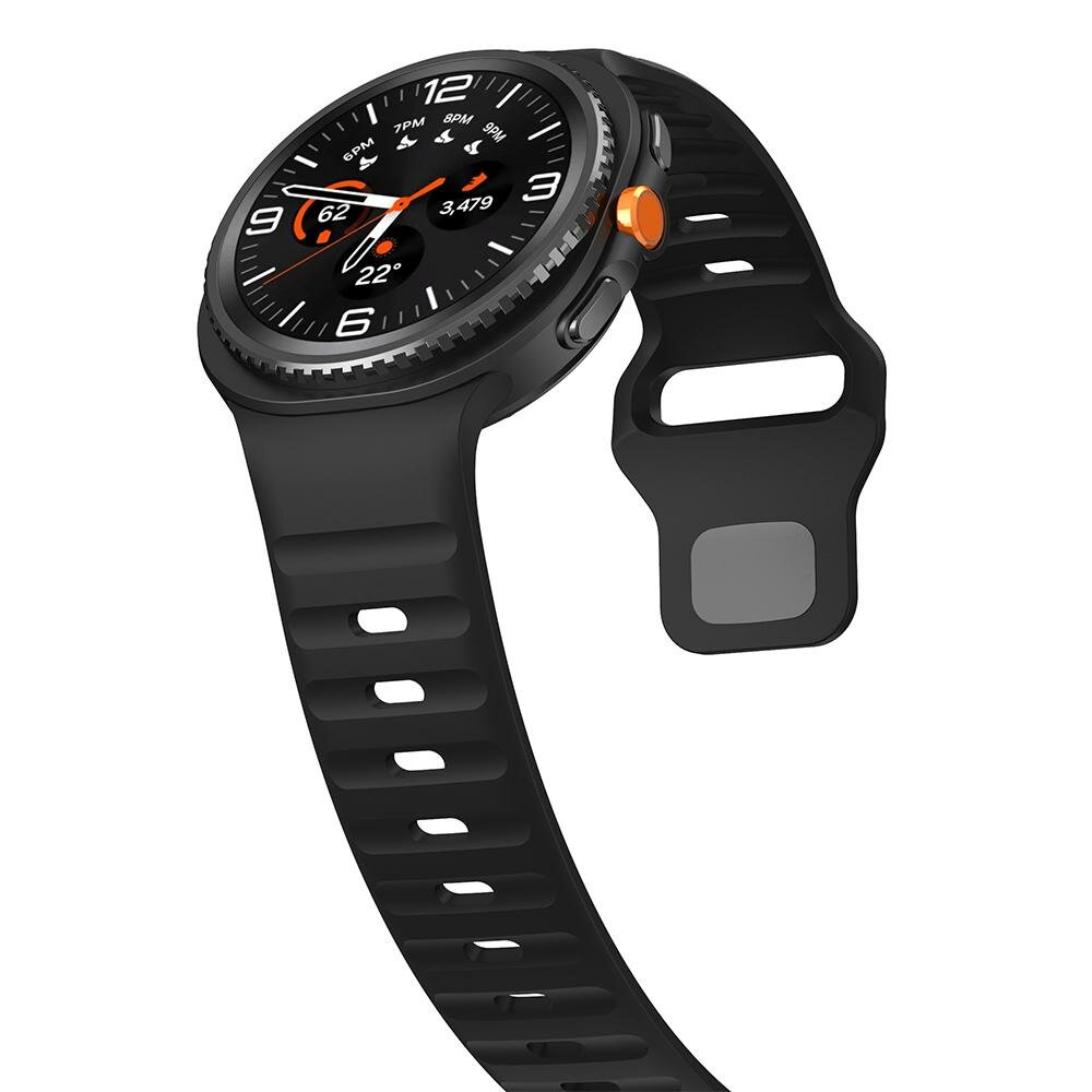 Wave siliconen band - Zwart - Samsung Galaxy Watch 8 - 40mm / 44mm