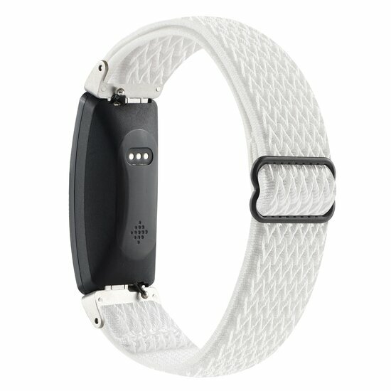 FitBit Inspire 2 &amp; Ace 3 - Elastische solo loop nylon bandje - Wit