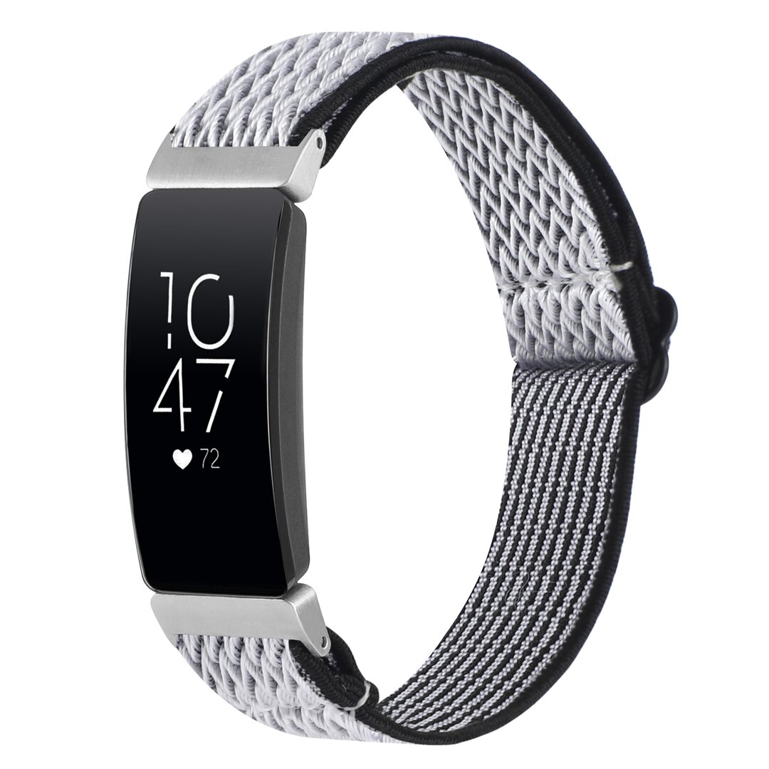 FitBit Inspire 2 &amp; Ace 3 Elastische solo loop nylon bandje - Zwart / wit