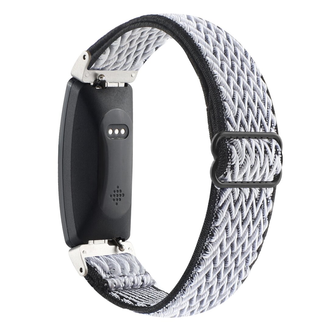 FitBit Inspire 2 &amp; Ace 3 Elastische solo loop nylon bandje - Zwart / wit