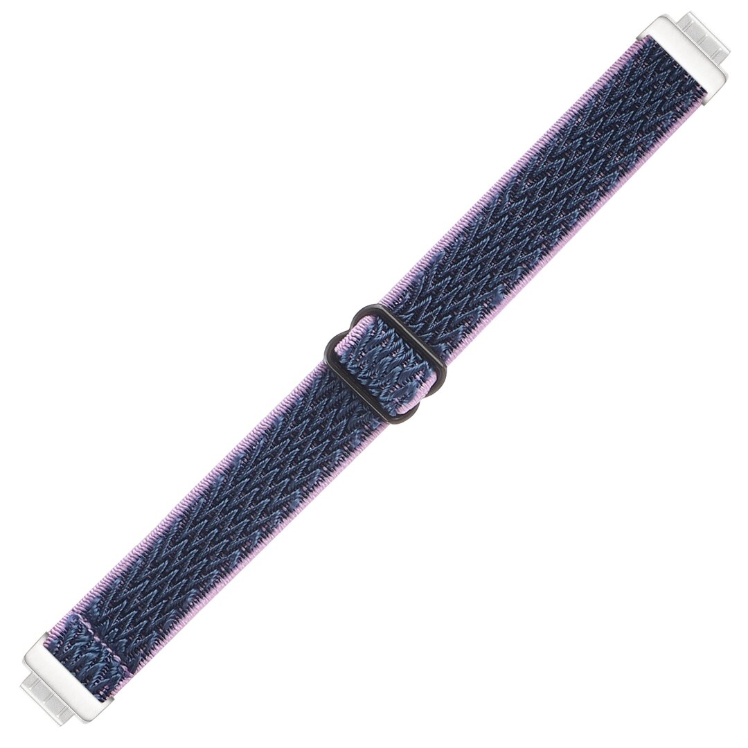 FitBit Inspire 2 &amp; Ace 3 Elastische solo loop nylon bandje - Donkerblauw met paars